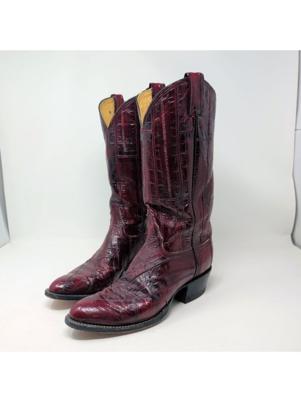Vintage Tony Lama Boots 7.5 Red Eel Leather Western - Picture 10 of 10